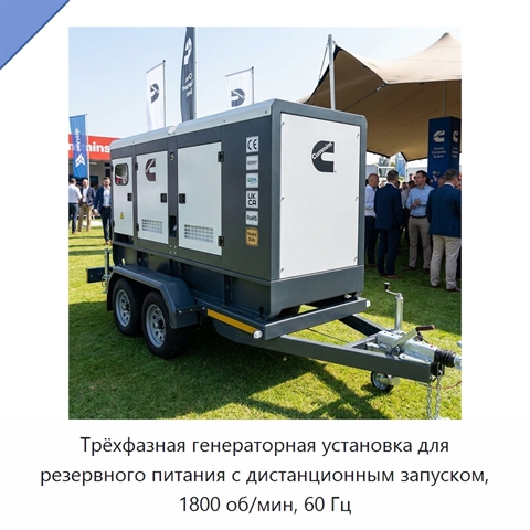 Трёхфазная генераторная установка для резервного питания с дистанционным запуском, 1800 об/мин, 60 Гц