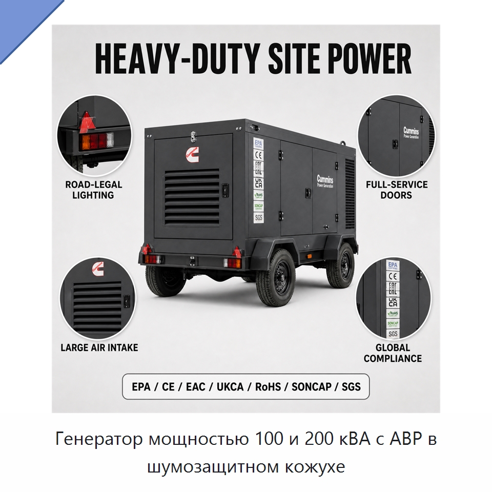 Генератор мощностью 100 и 200 кВА с АВР в шумозащитном кожухе — Генерация электроэнергии