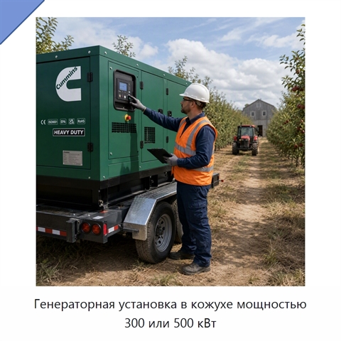 Генераторная установка в кожухе мощностью 300 или 500 кВт