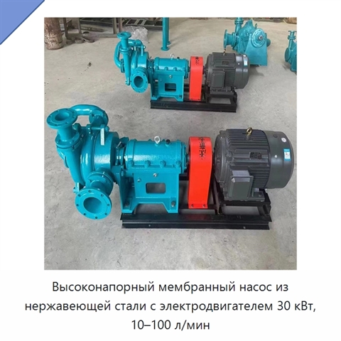 Высоконапорный мембранный насос из нержавеющей стали с электродвигателем 30 кВт, 10–100 л/мин