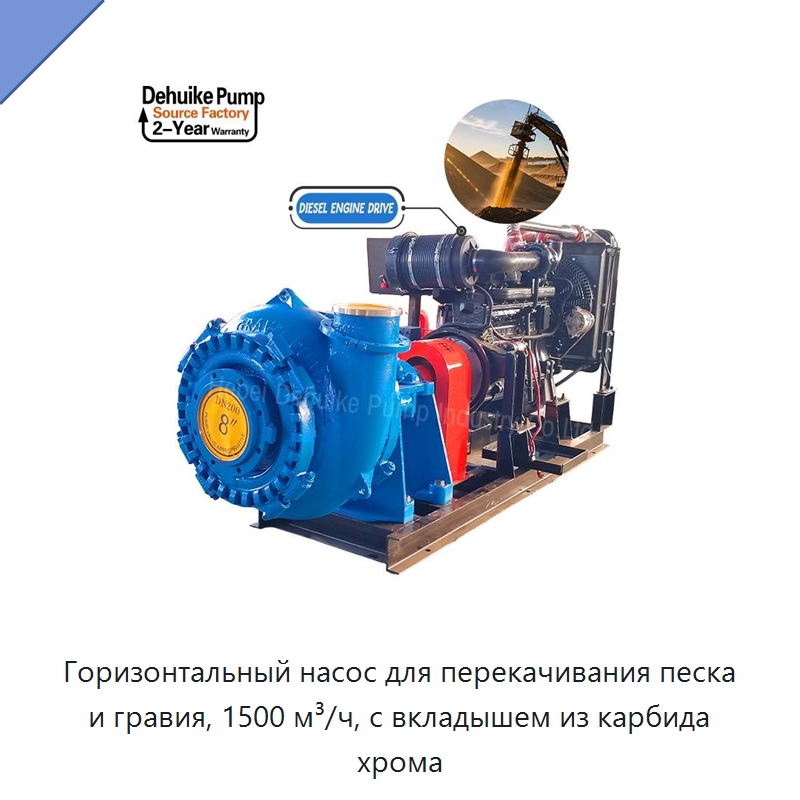 Горизонтальный насос для перекачивания песка и гравия, 1500 м³/ч, с вкладышем из карбида хрома — Насосы