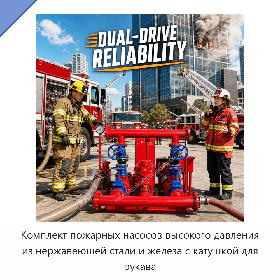 Комплект пожарных насосов высокого давления из нержавеющей стали и железа с катушкой для рукава — Насосы