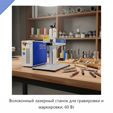 Волоконный лазерный станок для гравировки и маркировки, 60 Вт