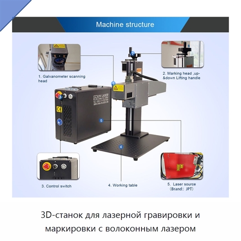 3D-станок для лазерной гравировки и маркировки с волоконным лазером