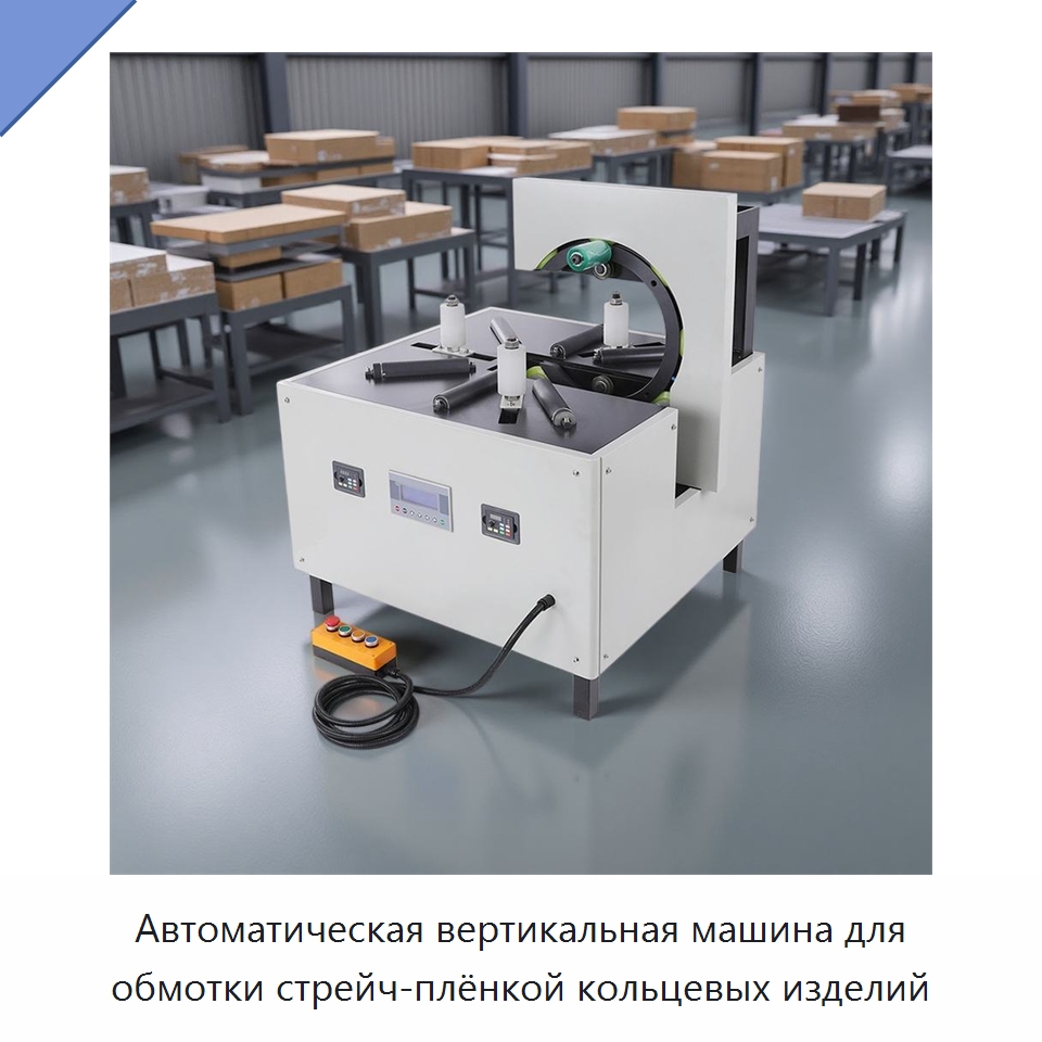 Автоматическая вертикальная машина для обмотки стрейч-плёнкой кольцевых изделий — Оберточные машины