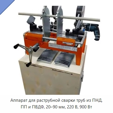 Аппарат для раструбной сварки труб из ПНД, ПП и ПВДФ, 20–90 мм, 220 В, 900 Вт