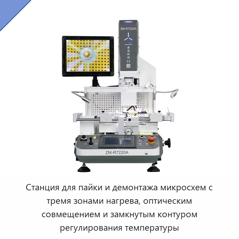 Станция для пайки и демонтажа микросхем с тремя зонами нагрева, оптическим совмещением и замкнутым контуром регулирования температуры — Оборудование для производства электронных изделий