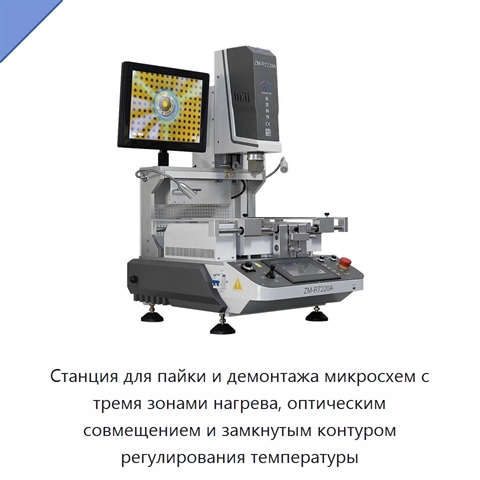 Станция для пайки и демонтажа микросхем с тремя зонами нагрева, оптическим совмещением и замкнутым контуром регулирования температуры