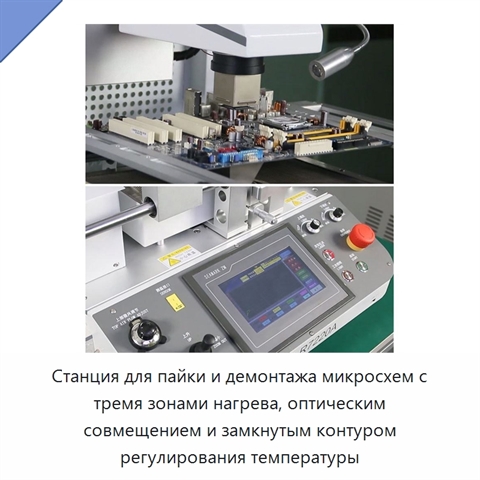 Станция для пайки и демонтажа микросхем с тремя зонами нагрева, оптическим совмещением и замкнутым контуром регулирования температуры