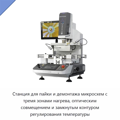 Станция для пайки и демонтажа микросхем с тремя зонами нагрева, оптическим совмещением и замкнутым контуром регулирования температуры