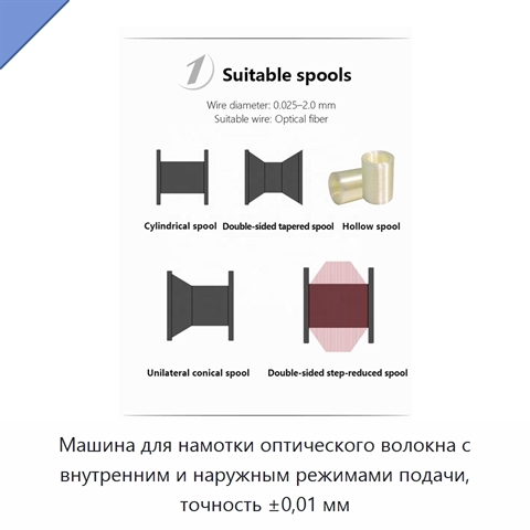 Машина для намотки оптического волокна с внутренним и наружным режимами подачи, точность ±0,01 мм