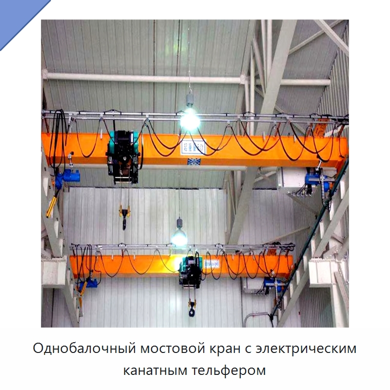 Однобалочный мостовой кран с электрическим канатным тельфером — Краны