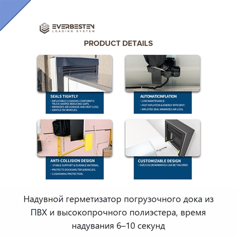 Надувной герметизатор погрузочного дока из ПВХ и высокопрочного полиэстера, время надувания 6–10 секунд