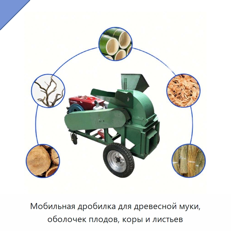 Мобильная дробилка для древесной муки, оболочек плодов, коры и листьев — Дробилки для древесины