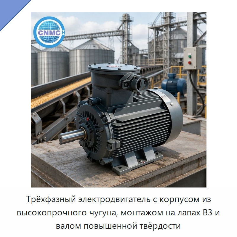 Трёхфазный электродвигатель с корпусом из высокопрочного чугуна, монтажом на лапах B3 и валом повышенной твёрдости — Специальные генераторы