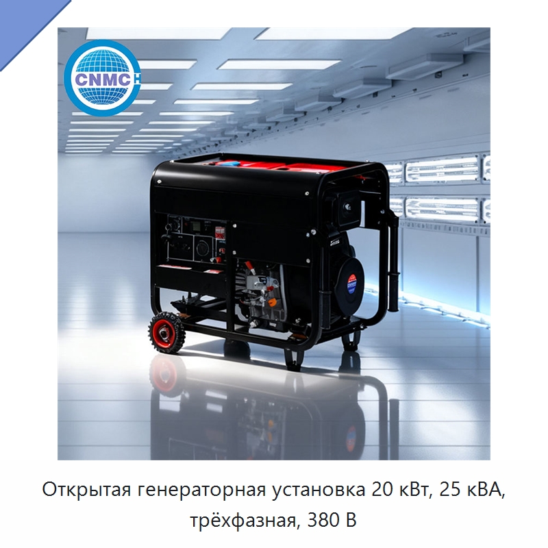 Открытая генераторная установка 20 кВт, 25 кВА, трёхфазная, 380 В