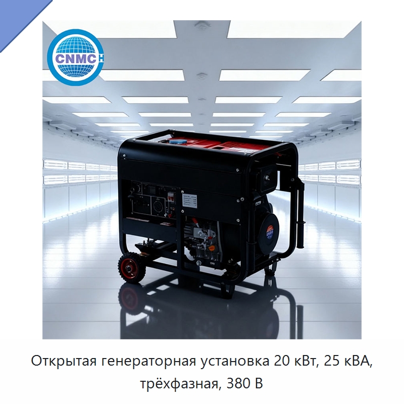 Открытая генераторная установка 20 кВт, 25 кВА, трёхфазная, 380 В