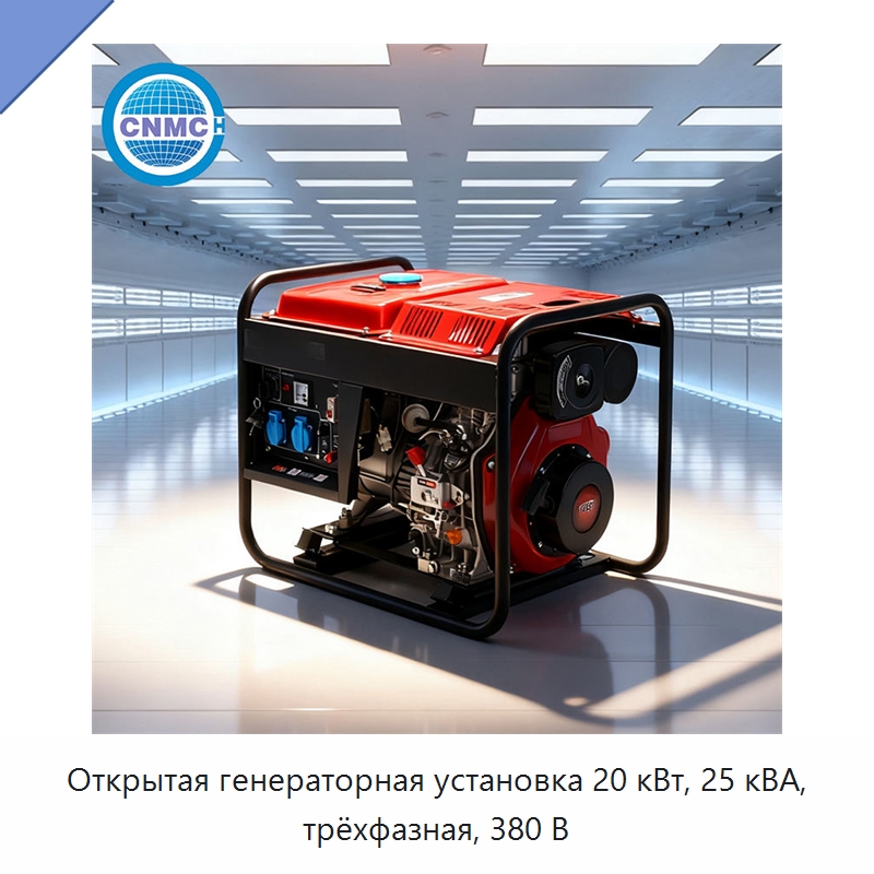 Открытая генераторная установка 20 кВт, 25 кВА, трёхфазная, 380 В