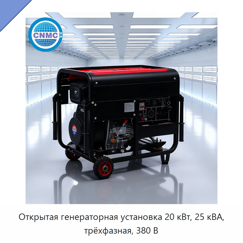 Открытая генераторная установка 20 кВт, 25 кВА, трёхфазная, 380 В