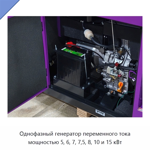 Однофазный генератор переменного тока мощностью 5, 6, 7, 7,5, 8, 10 и 15 кВт