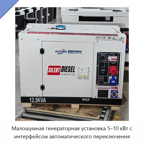 Малошумная генераторная установка 5–10 кВт с интерфейсом автоматического переключения