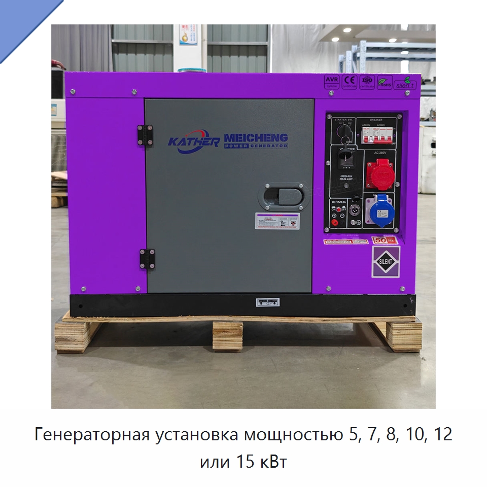 Генераторная установка мощностью 5, 7, 8, 10, 12 или 15 кВт