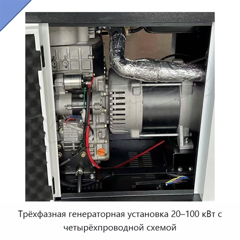 Трёхфазная генераторная установка 20–100 кВт с четырёхпроводной схемой