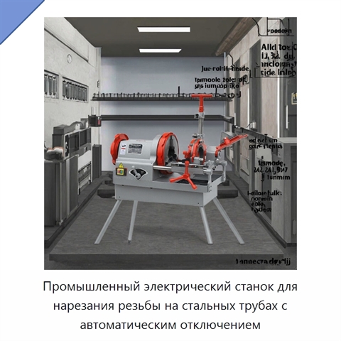 Промышленный электрический станок для нарезания резьбы на стальных трубах с автоматическим отключением