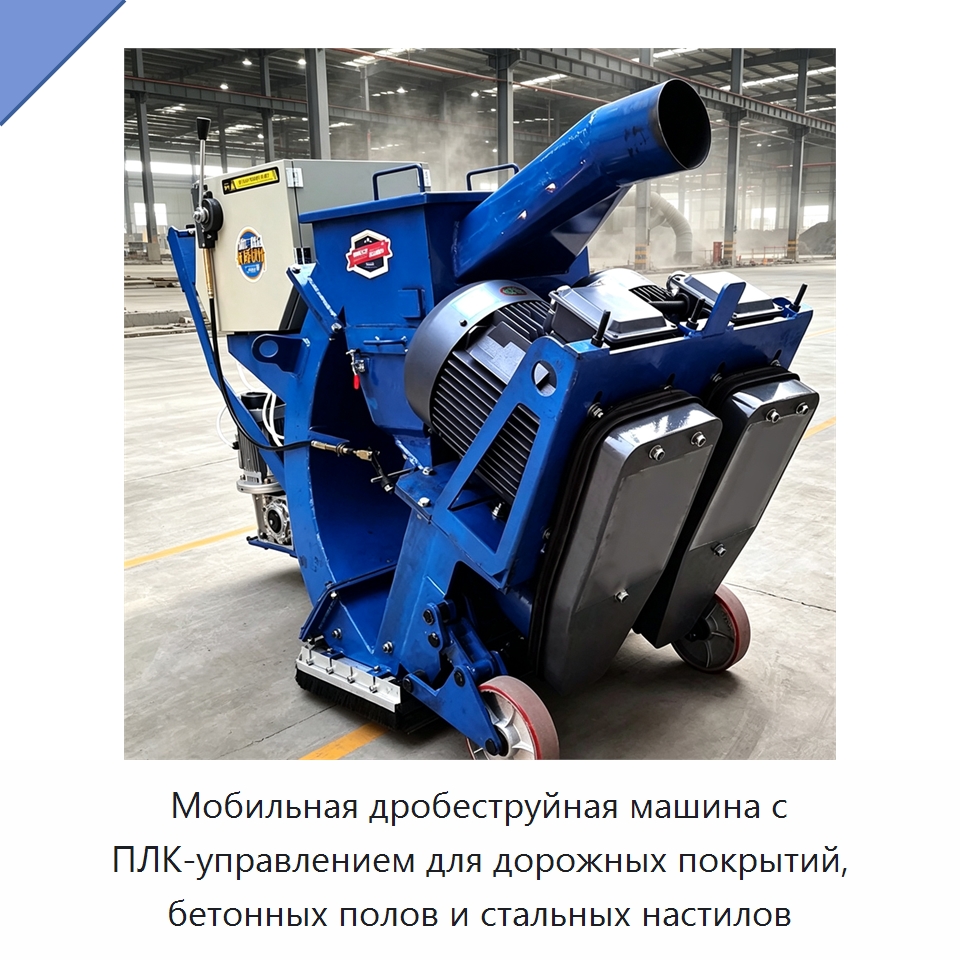 Мобильная дробеструйная машина с ПЛК-управлением для дорожных покрытий, бетонных полов и стальных настилов — Абразивоструйное оборудование