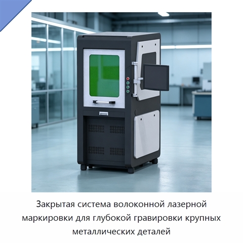 Закрытая система волоконной лазерной маркировки для глубокой гравировки крупных металлических деталей