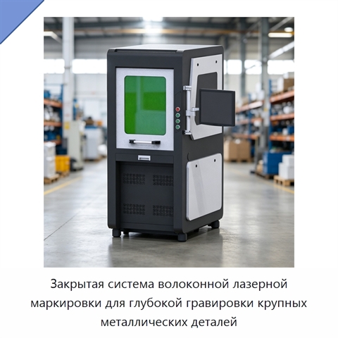 Закрытая система волоконной лазерной маркировки для глубокой гравировки крупных металлических деталей