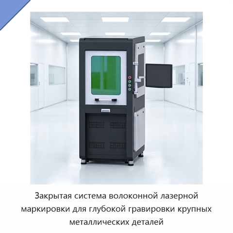 Закрытая система волоконной лазерной маркировки для глубокой гравировки крупных металлических деталей