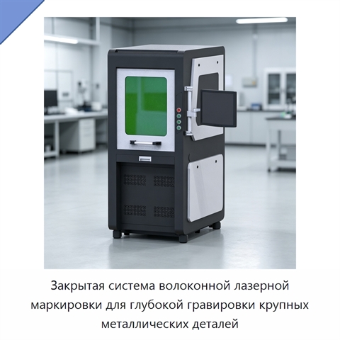 Закрытая система волоконной лазерной маркировки для глубокой гравировки крупных металлических деталей