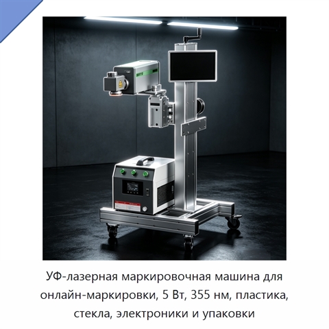 УФ-лазерная маркировочная машина для онлайн-маркировки, 5 Вт, 355 нм, пластика, стекла, электроники и упаковки