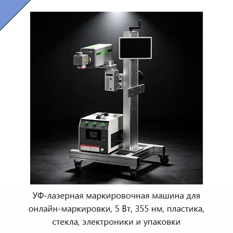 УФ-лазерная маркировочная машина для онлайн-маркировки, 5 Вт, 355 нм, пластика, стекла, электроники и упаковки