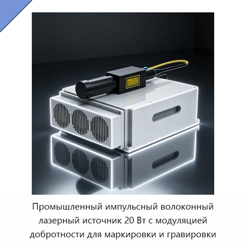 Промышленный импульсный волоконный лазерный источник 20 Вт с модуляцией добротности для маркировки и гравировки
