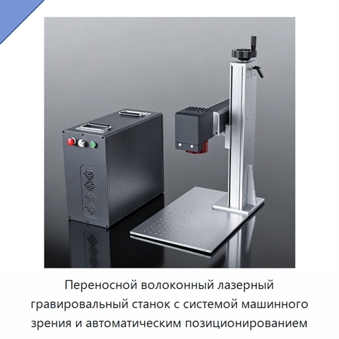 Переносной волоконный лазерный гравировальный станок с системой машинного зрения и автоматическим позиционированием