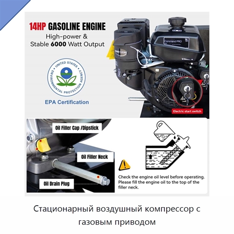 Стационарный воздушный компрессор с газовым приводом