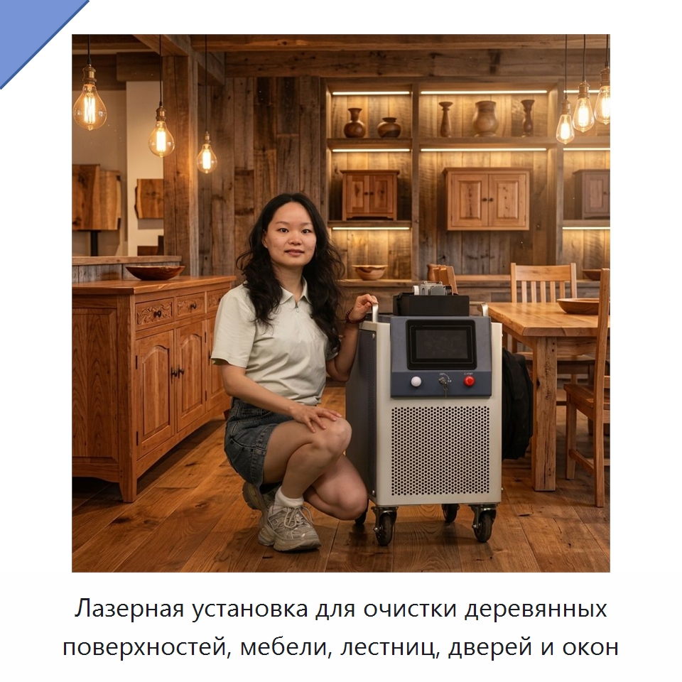 Лазерная установка для очистки деревянных поверхностей, мебели, лестниц, дверей и окон — Установки лазерной очистки