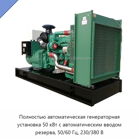 Полностью автоматическая генераторная установка 50 кВт с автоматическим вводом резерва, 50/60 Гц, 230/380 В