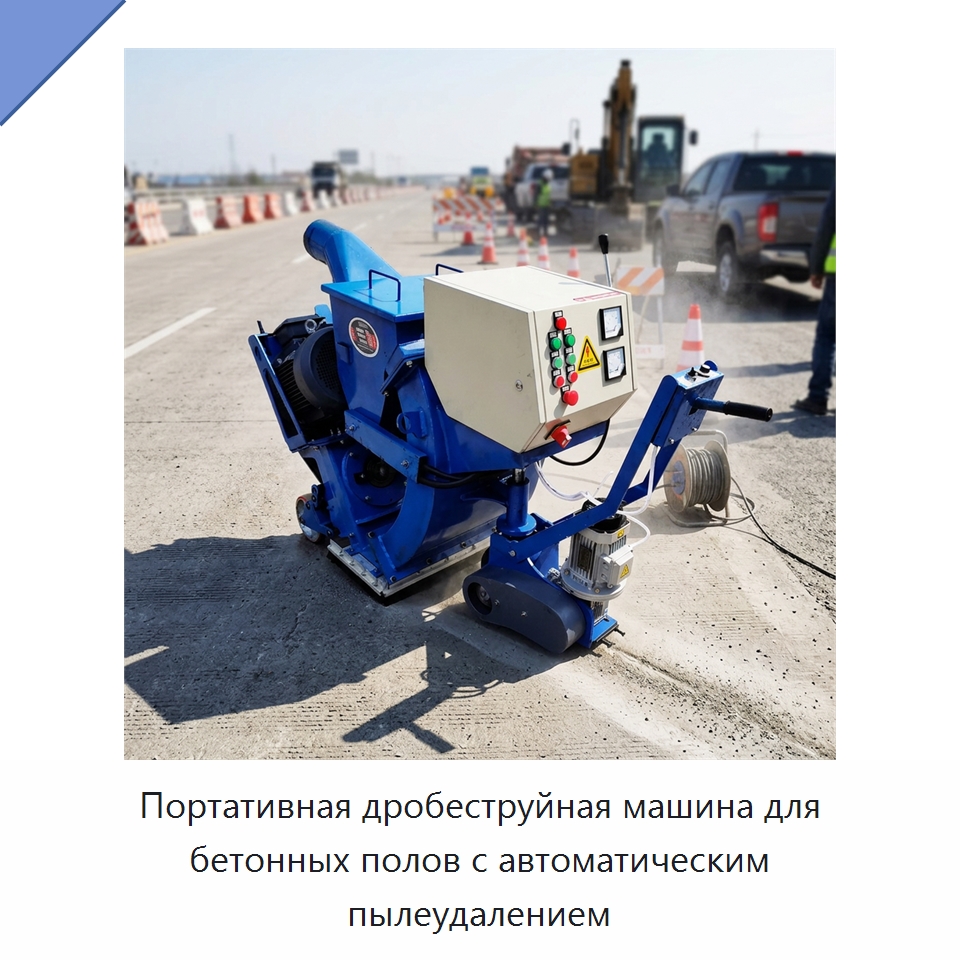 Портативная дробеструйная машина для бетонных полов с автоматическим пылеудалением — Абразивоструйное оборудование
