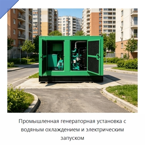 Промышленная генераторная установка с водяным охлаждением и электрическим запуском