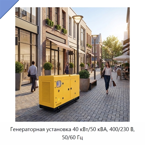 Генераторная установка 40 кВт/50 кВА, 400/230 В, 50/60 Гц