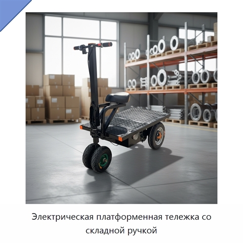 Электрическая платформенная тележка со складной ручкой