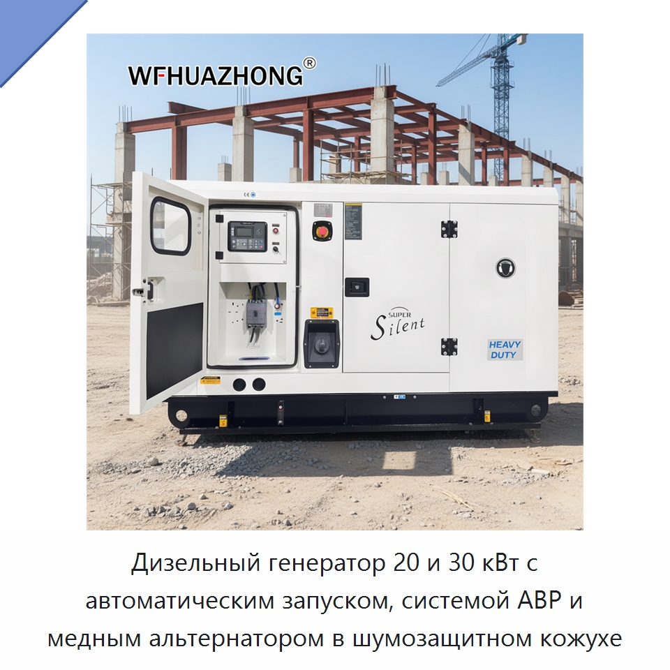 Дизельный генератор 20 и 30 кВт с автоматическим запуском, системой АВР и медным альтернатором в шумозащитном кожухе — Дизельные генераторы