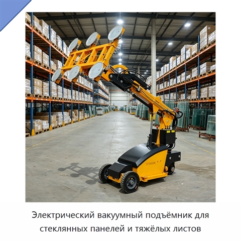 Электрический вакуумный подъёмник для стеклянных панелей и тяжёлых листов