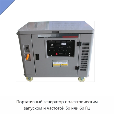 Портативный генератор с электрическим запуском и частотой 50 или 60 Гц