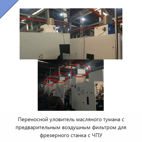Переносной уловитель масляного тумана с предварительным воздушным фильтром для фрезерного станка с ЧПУ