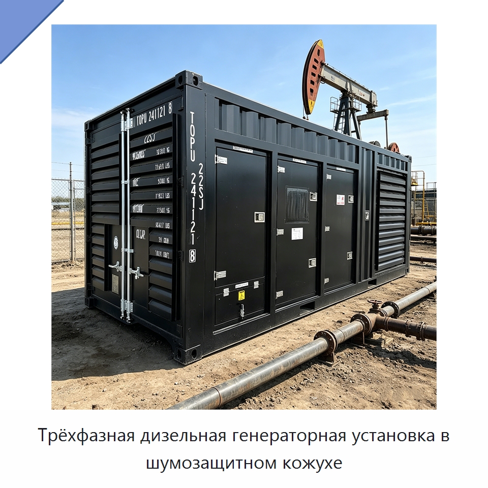 Трёхфазная дизельная генераторная установка в шумозащитном кожухе — Дизельные генераторы