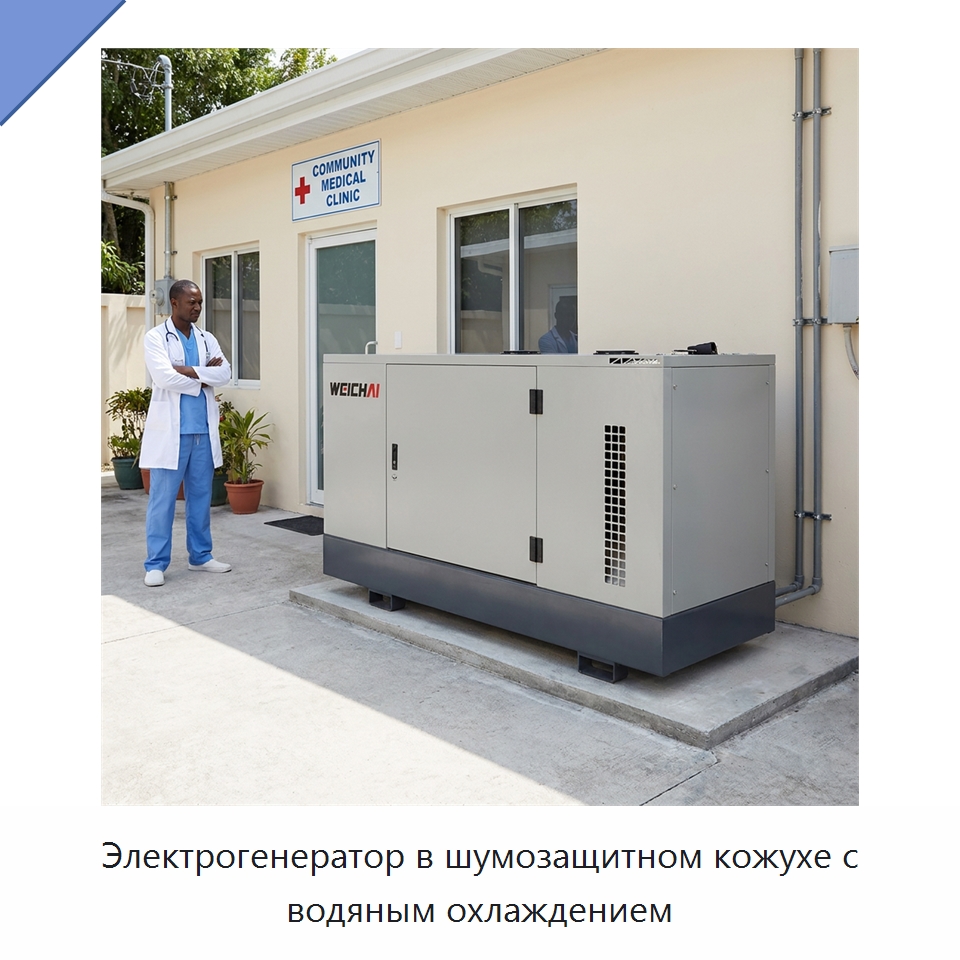 Электрогенератор в шумозащитном кожухе с водяным охлаждением — Дизельные генераторы